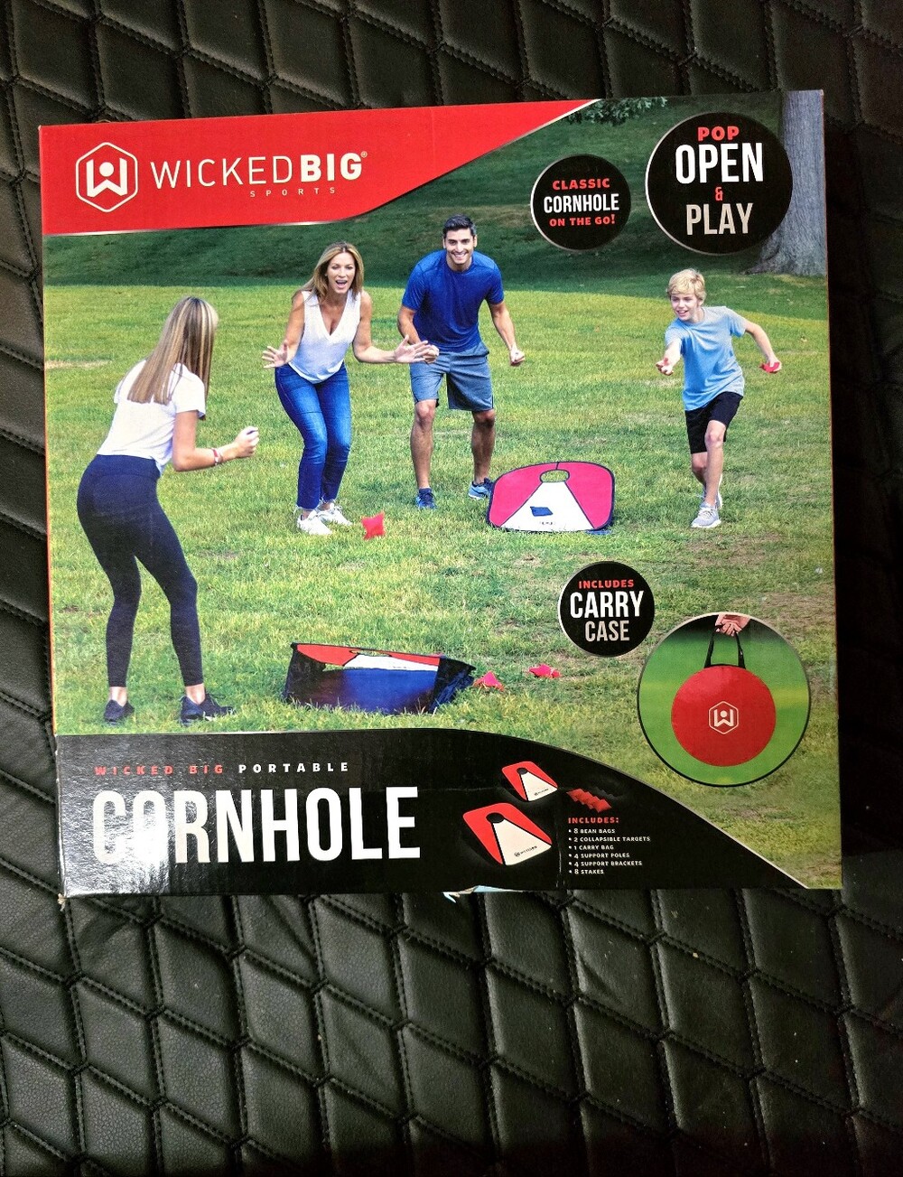 Portable Cornhole Pop Open & Play w/Carry Case Wicked Big Sports - NEW